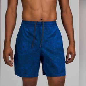 Lululemon Pace Breaker Active Running Shorts Blue Black with Liner and Pockets